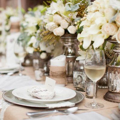 silver vintage metal centerpiece wedding