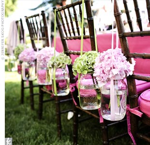 mason jar flowers hanging chair wedding chair reception