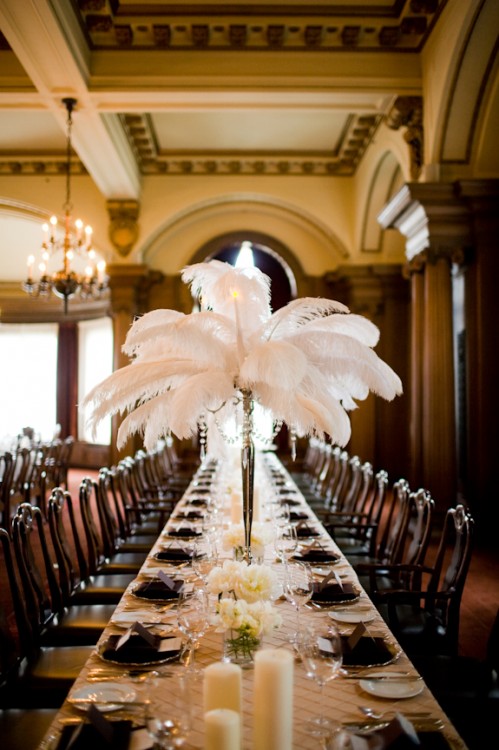 ostrich feather centerpiece candelabra