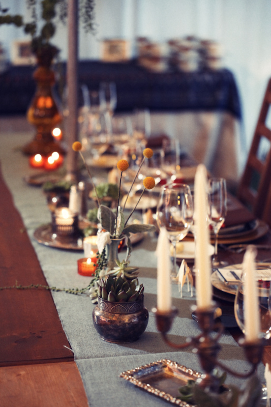 wedding centerpiece succulents patina silver