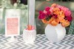 gray chevron table runner milk glass