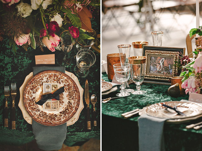forest green velvet tablecloth