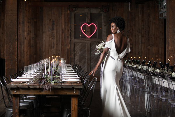 black and white eclipse wedding